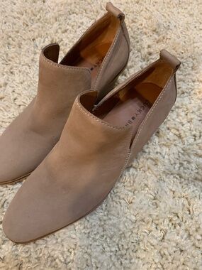 Lucky Brand Taupe Suede Ankle Slip-On Booties